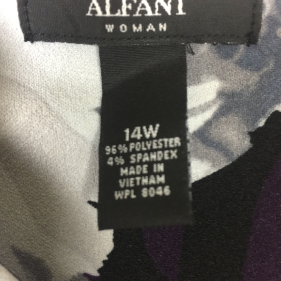 Alfani Floral-Print A-Line Plum Watercolor Dress - Picture 8 of 8